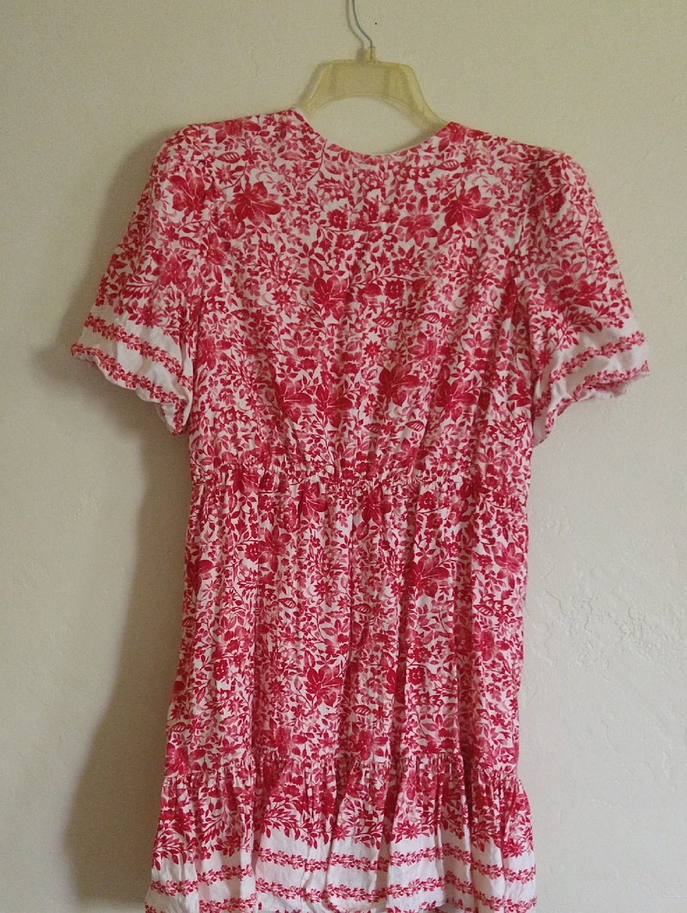 Taylor Red & White Floral Button-Front Dress Size 16 - Picture 7 of 7